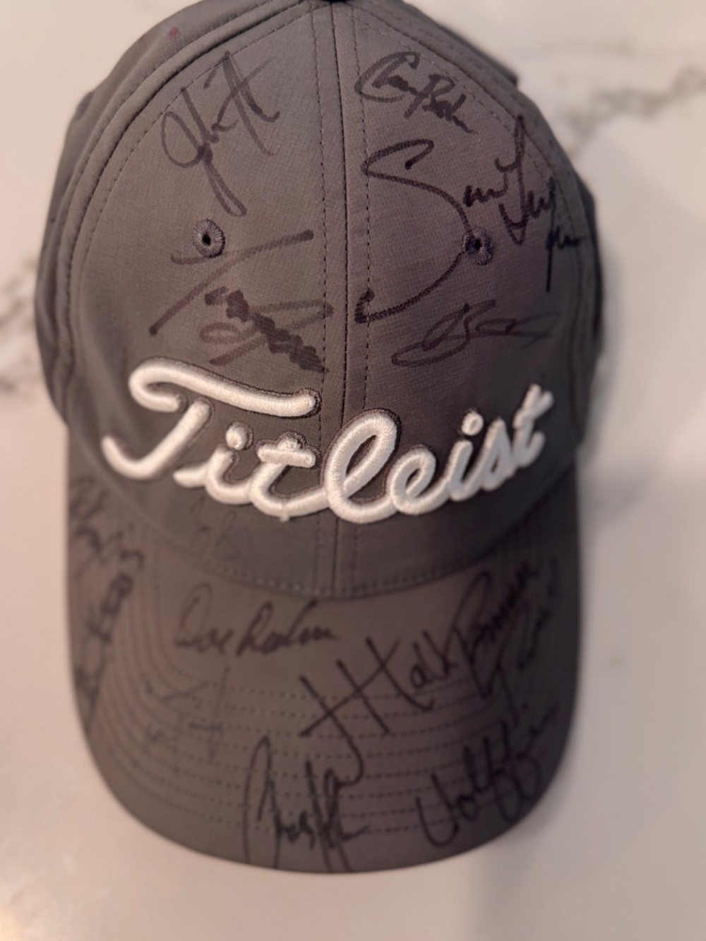 Titleist Gray Autographed Golf Hat with White Logo PGA Authografs
